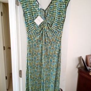 NWT casual Lady Hathaway dress, green geometric design fits like an 8-10